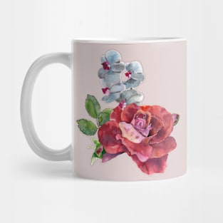 orchid and red rose Mug